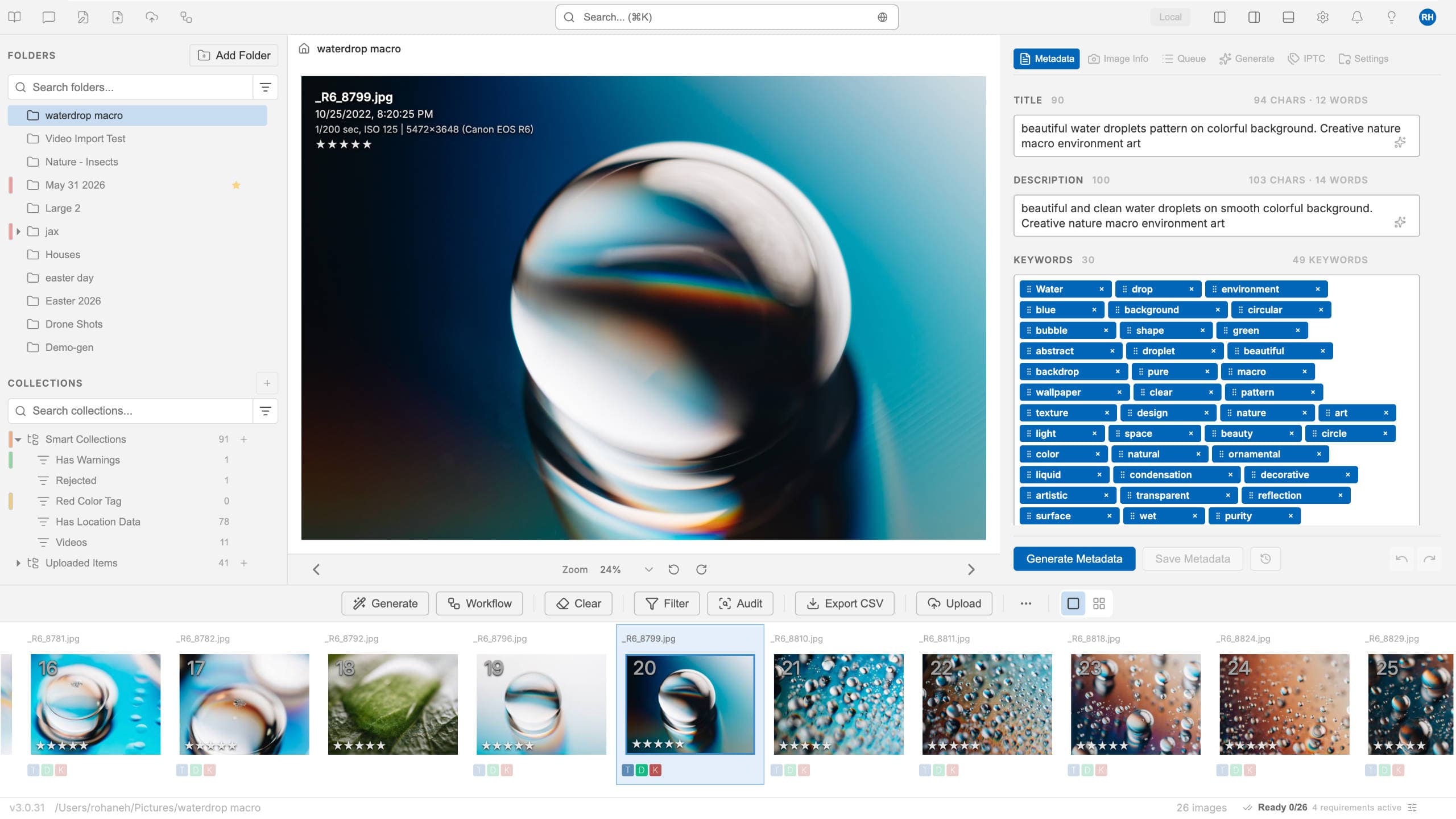 MetaPhotoAI desktop app — main workspace